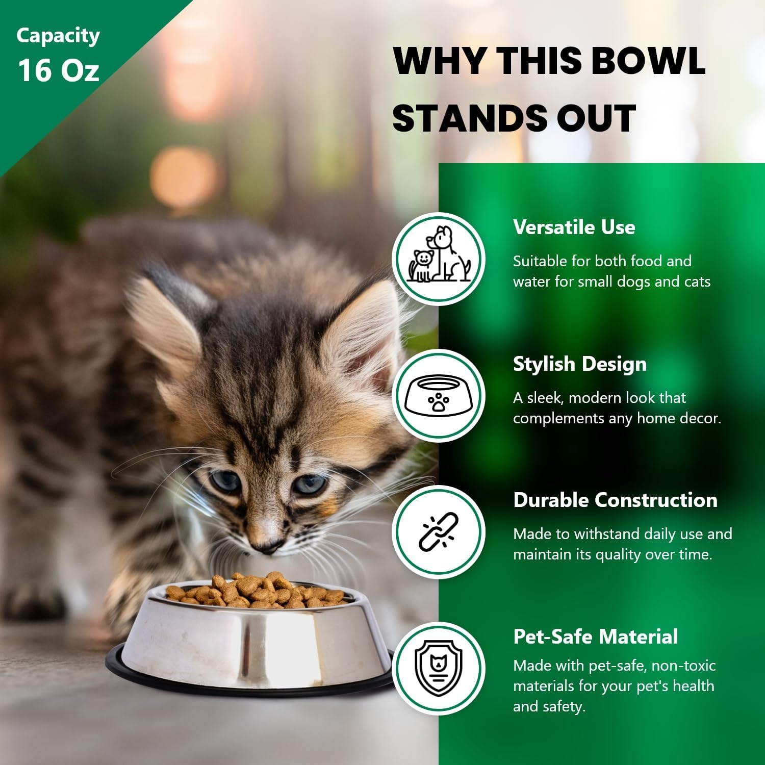 ICONIC PET 16 oz/2 Cup (2 Pack) Stainless Steel Non-Skid Pet Food/Water Bowls with Rubber Rings: Rust-Free, Dishwasher Safe, Noise-Free and Stable Dishes for Cats,Dogs,Kittens, and Puppies