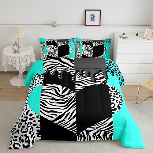Feelyou Leopard Print Cheetah Zebra Comforter Set Full Size Boys Girls