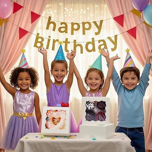 Miniatura 6 de RomanticBaking 3 " x 3 " x 1 " 50PCS Cajas de Trufas de Chocolate para 4, Cajas de Galletas Cajas de Panadería Mini con Ventana para Brownie, Jabón,