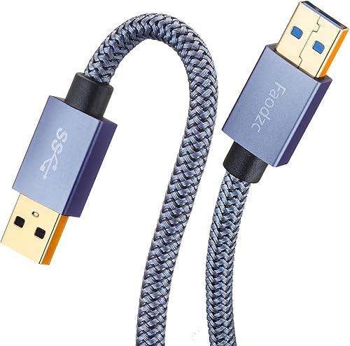 Cable USB 3.0 A macho a macho de 6 pies, cable USB 3.0 a USB 3.0 trenzado de nailon USB macho a macho, cable USB de doble extremo compatible con