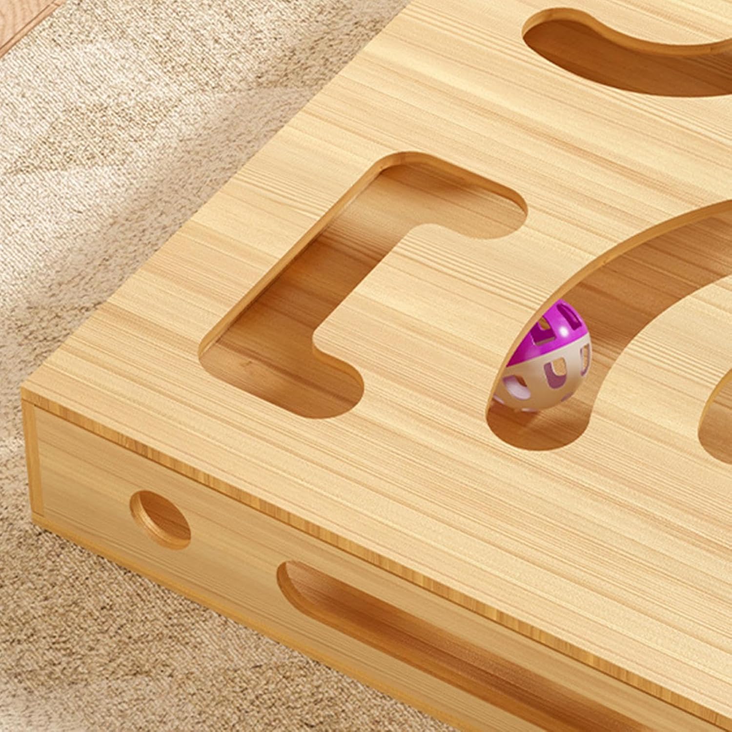 Cat Nail File Toy, Interactive Enrichment Puzzle with 4 Bell Balls, Scratch Play Toy for Dog, Kitten, Puppy, Rabbit, Indoor Pet House Entertainment