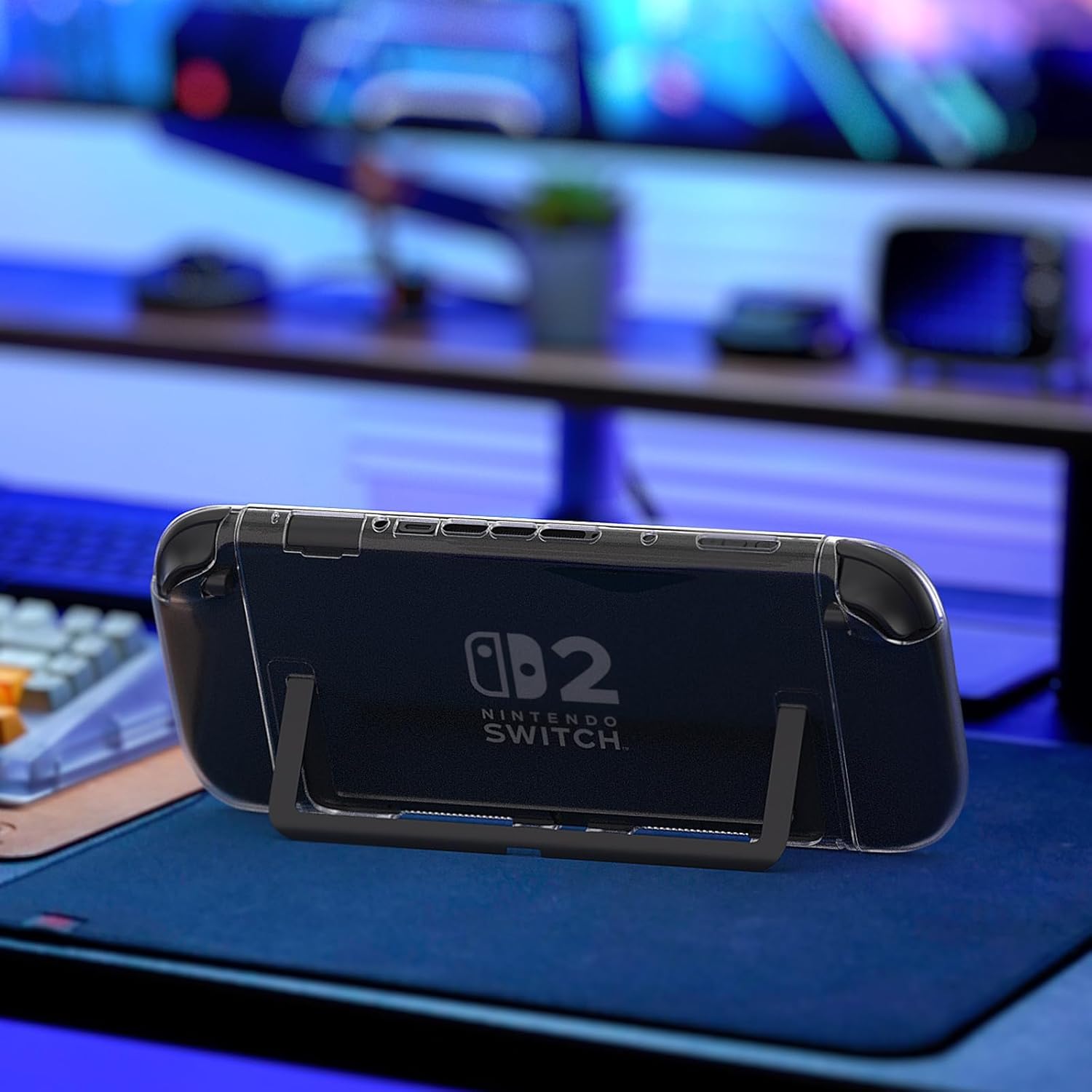 Switch 2 Dockable Case with Screen Protector - Clear Hard Shell Cover with Joy-Con Grip TPU, Thumb Caps - Protective Accessories Kit for Nintendo Switch 2 Console & Dock - Image 2