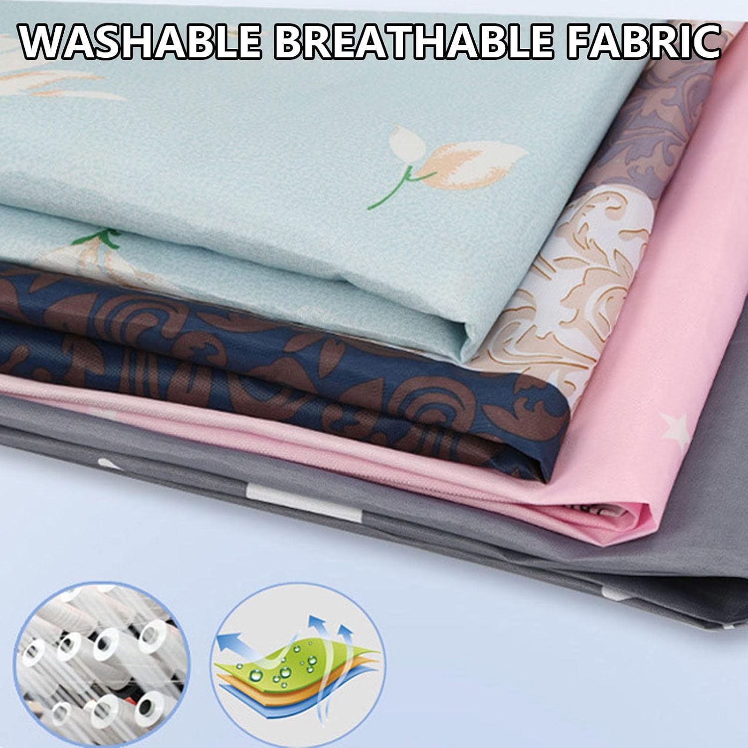 Portable Canvas Wardrobe, Foldable Clothes Closet Storage Organizer with Hanging Rail, Shelves, Side Pockets, Fabric Wardrobe for Clothes, Bags,Pink-125x45x168cm
