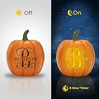 Vista 7 de Let's Make Memories - Calabaza personalizable con luz y apellido familiar e inicial para decoración otoñal de Halloween, para interiores y Crema