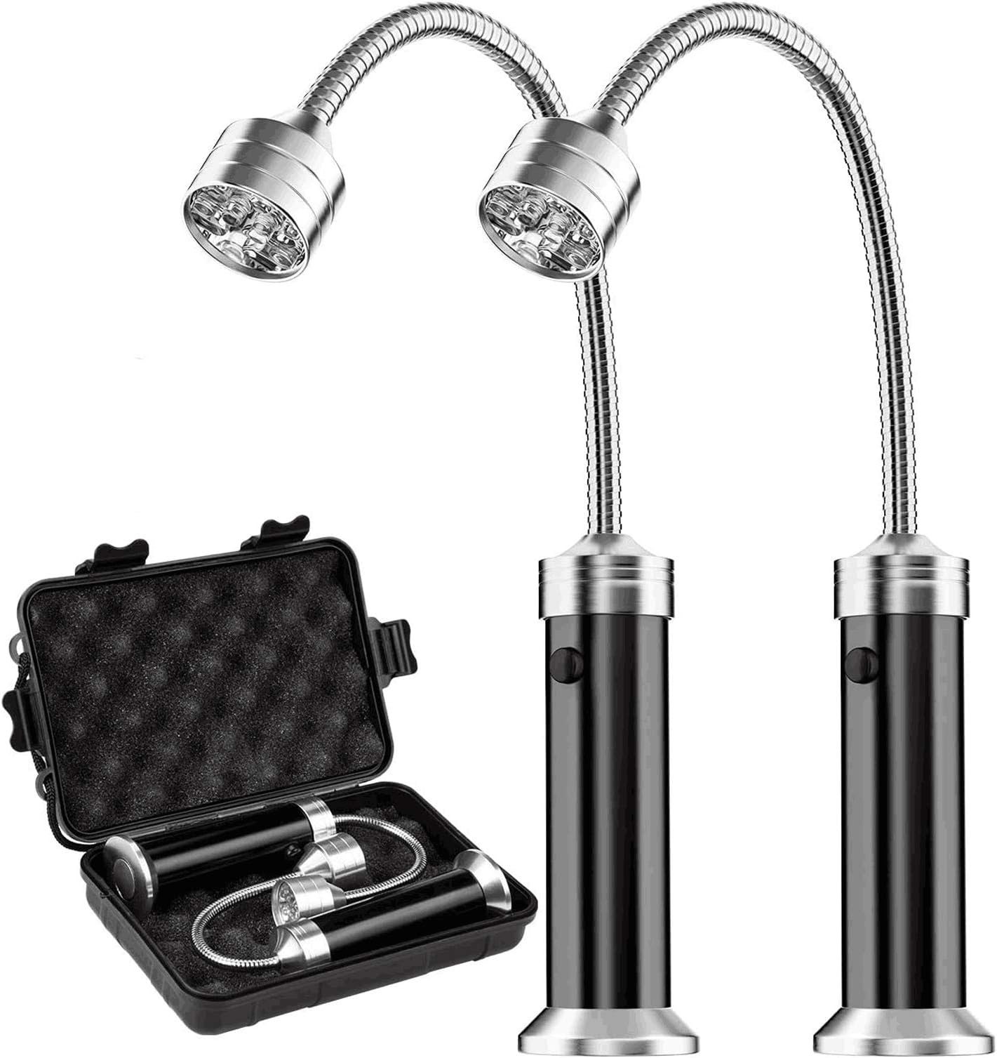 BBQ Barbecue Grill Light, Magnetic 360 Degree Adjustable BBQ Light Set Outdoor Grill Lights BBQ Accessories, Battery Operated, (2 Pack, Black)