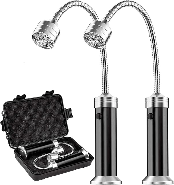 MojiDecor BBQ Barbecue Grill Light, Magnetic 360 Degree Adjustable BBQ Light Set Outdoor Grill Lights BBQ Accessories, Battery Operated, (2 Pack, Black)