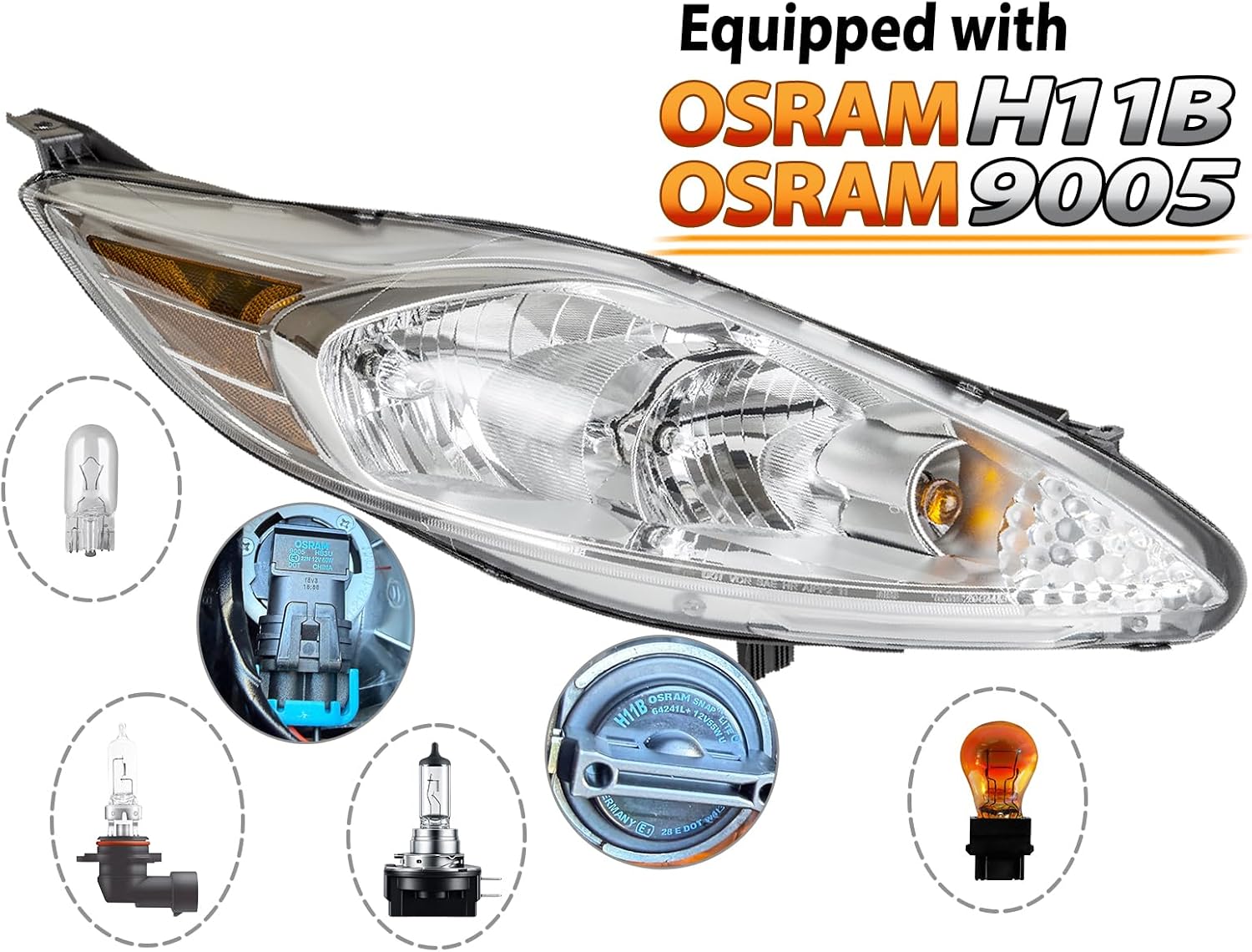 Auto Parts Avenue APA Replacement Head Light for 2011 2012 2013 Fiesta Sedan Hatchback Without Appearance Pkg Passenger Driver Pair CAPA