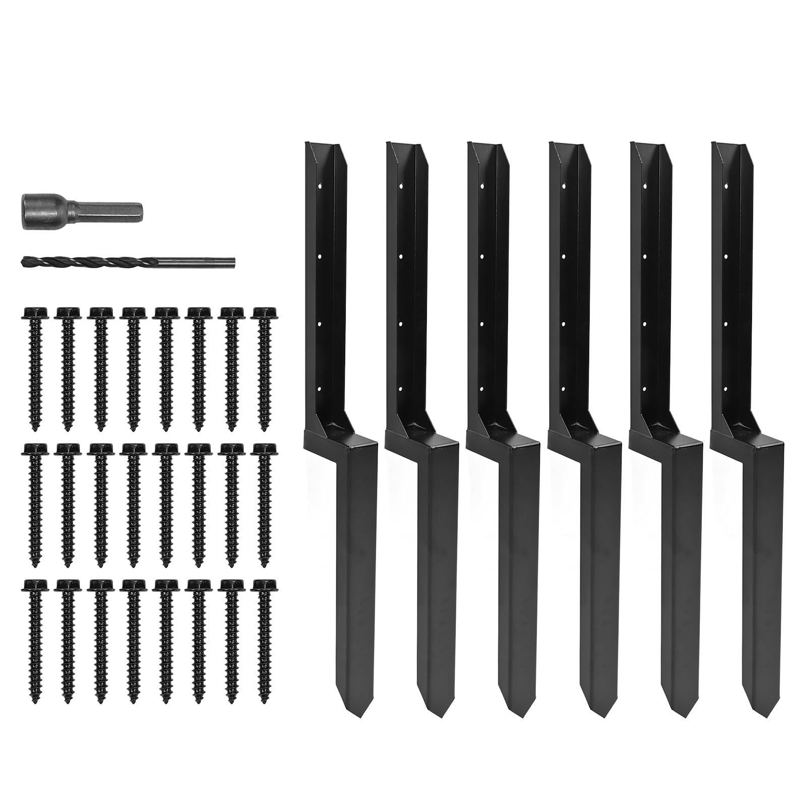 Kit de la Cerca de Acero Servicio Pesado, la Cerca en Forma H Picos con Soporte 3D, para Reparar una Valla Madera Rota Inclinada, Instalaci¨®n F¨¢cil (6 Paquetes)