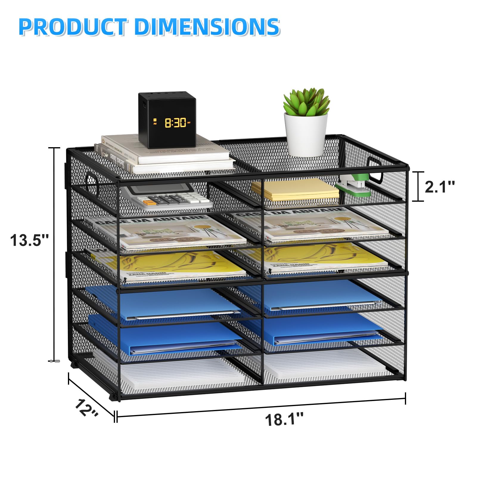 Amazon.com : Lavatino 12 Compartments Paper Organizer for Desk