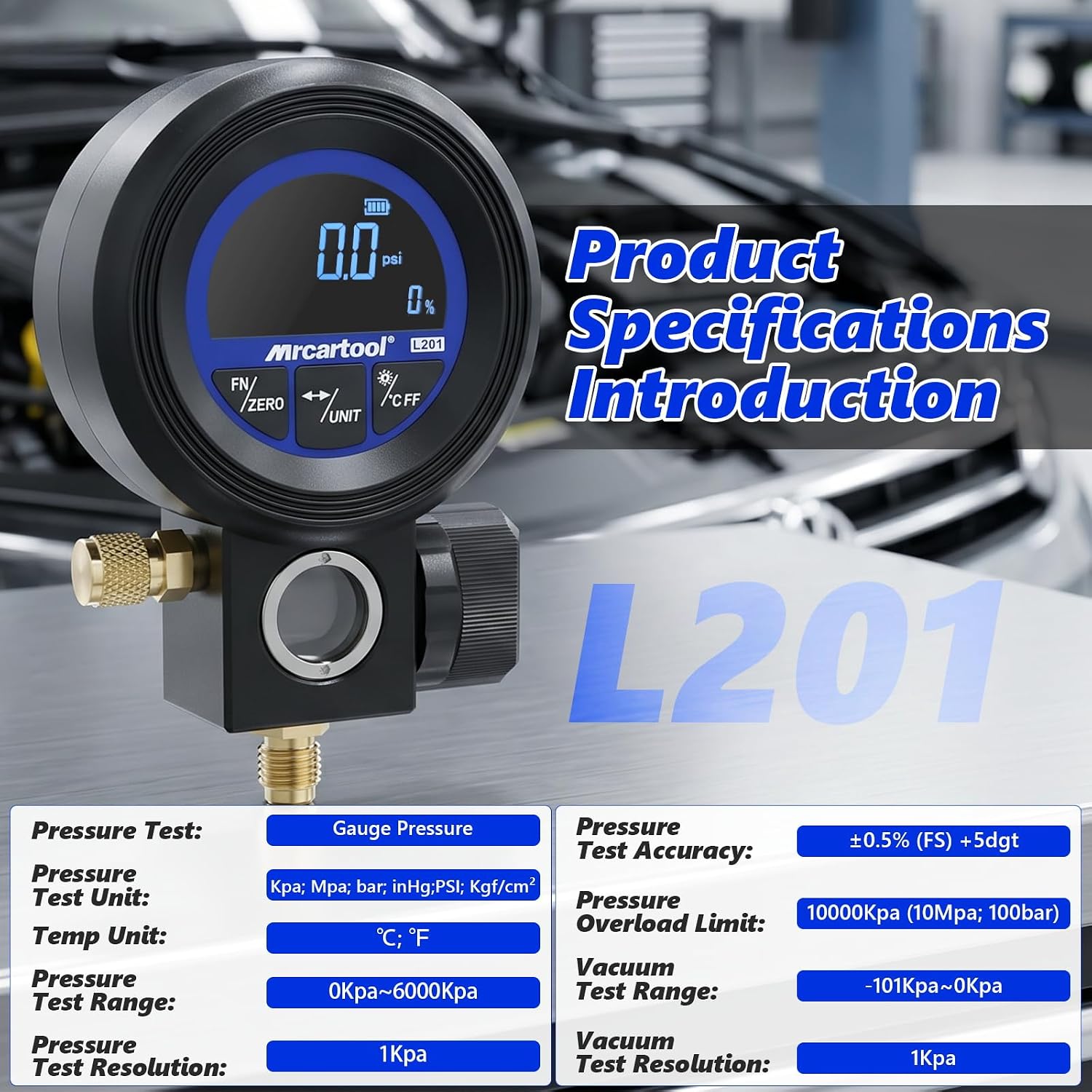 Digital HVAC Manifold Gauge, 3-in-1 Tester for Pressure, Vacuum & Leak, 24 NIST Refrigerants, Database for R134a R410a R32 R22 R1234yf, Backlit LCD Gauge for AC Maintenance