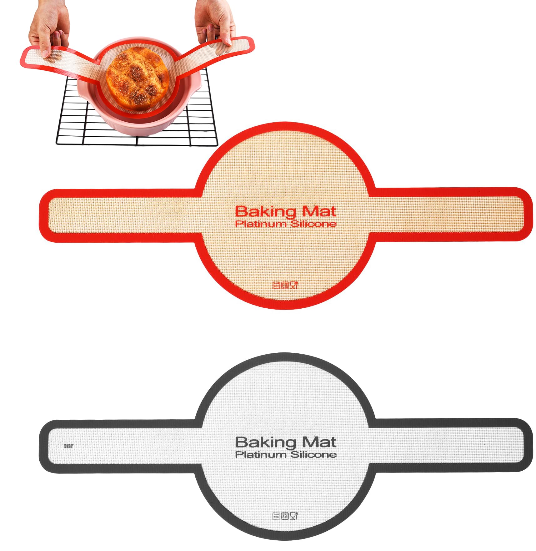 Sweet sevenDutch Oven Baking Mat Set - Non-Stick 8.3 x 21.5 Inch Bread Sling with Long Handles - Reusable Fiberglass Baking Tools for Easy Cooking & Baking in Dutch Ovens
