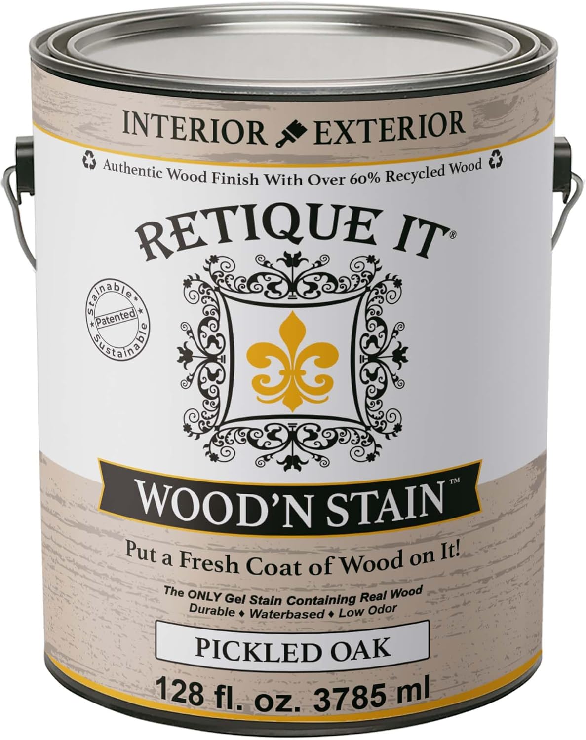Retique It Wood'n Stain - Liquid Wood Gel Stain Interior/Exterior (128 oz (Gallon), 70 Pickled Oak)