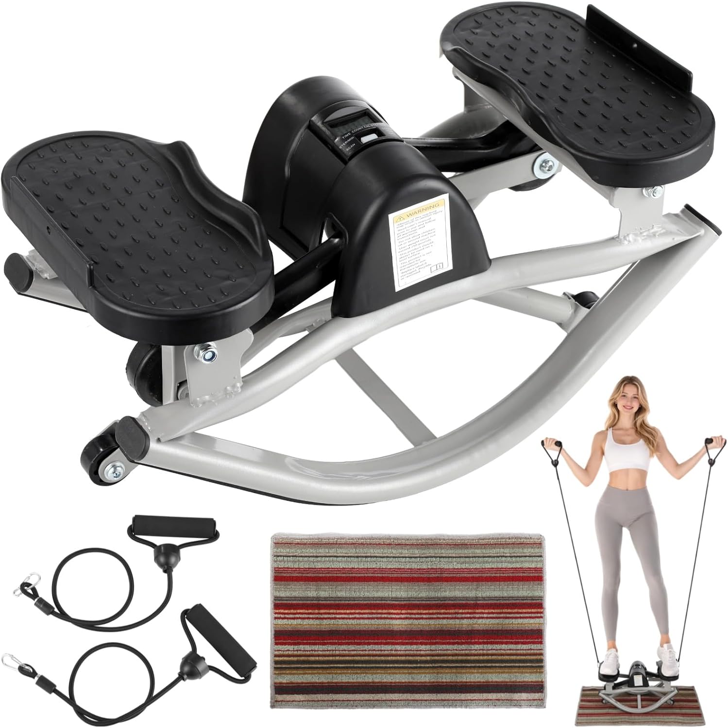 Lateral Rocking Fitness Stepper, Side-to-Side Mini Stepper with LCD Counter, Low-Impact Home Cardio Lateral Steppers Machine for Legs Glutes Core, Compact Portable Under-Desk Workout, No Assembly