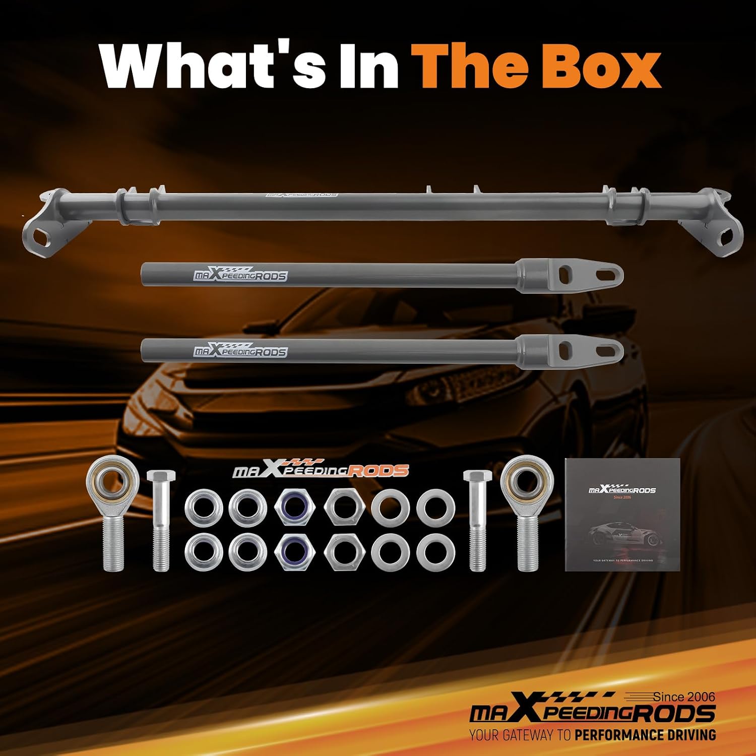 maXpeedingrods for Honda Civic CRX 1988-1991 Front Suspension Traction Control Arm Lower Tie Bar Front Traction Bar