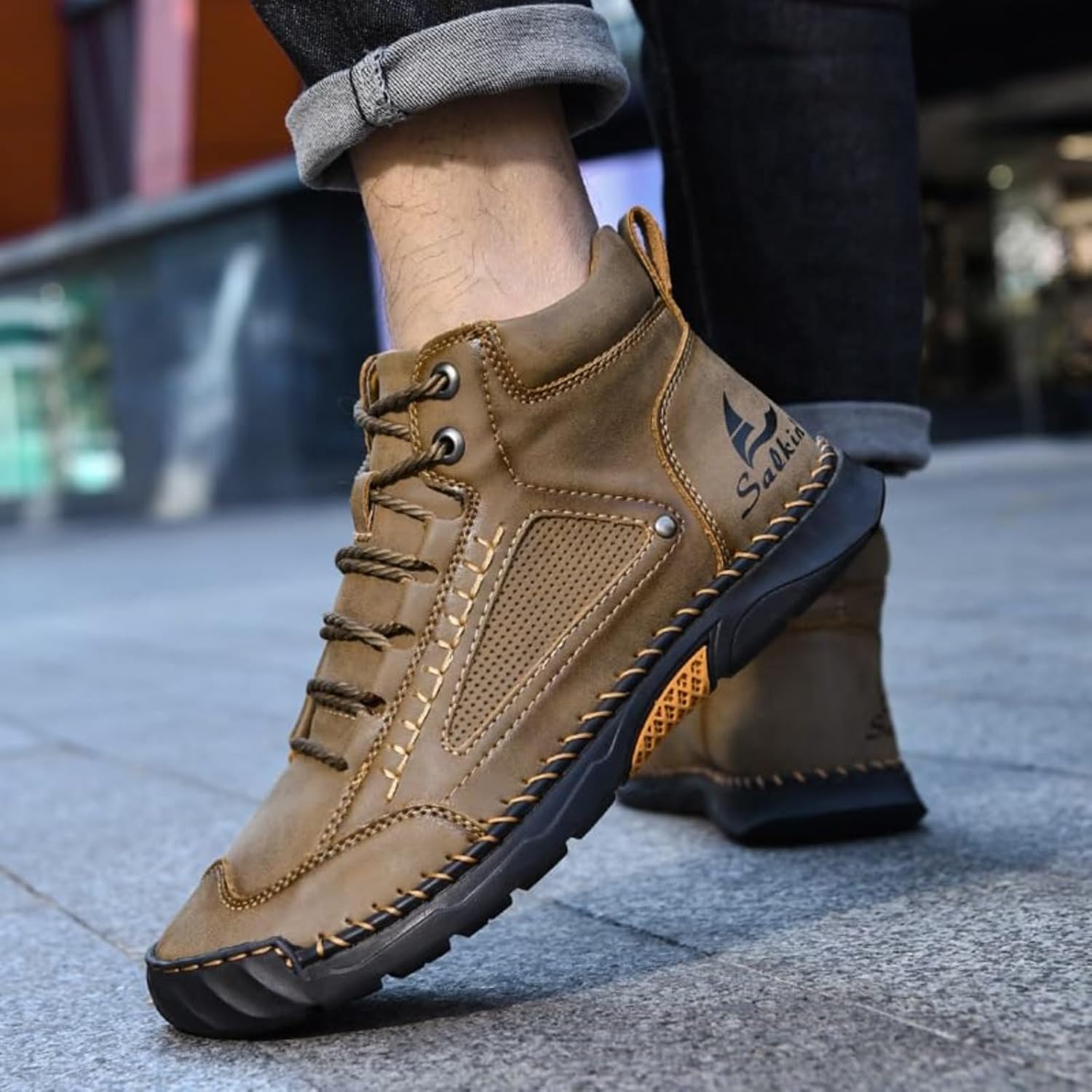 Men's Salkin 2.0 Trail Barefoot Boots - Waterproof Handmade Leather Minimalist Shoes for Hiking & Outdoors with Arch Support