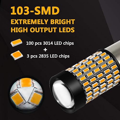 Miniatura 2 de PHINLION 1157 Bombillas LED de señal de giro súper brillantes 3014 103SMD 2357 7528 BAY15D Bombilla LED con proyector para luces intermitentes