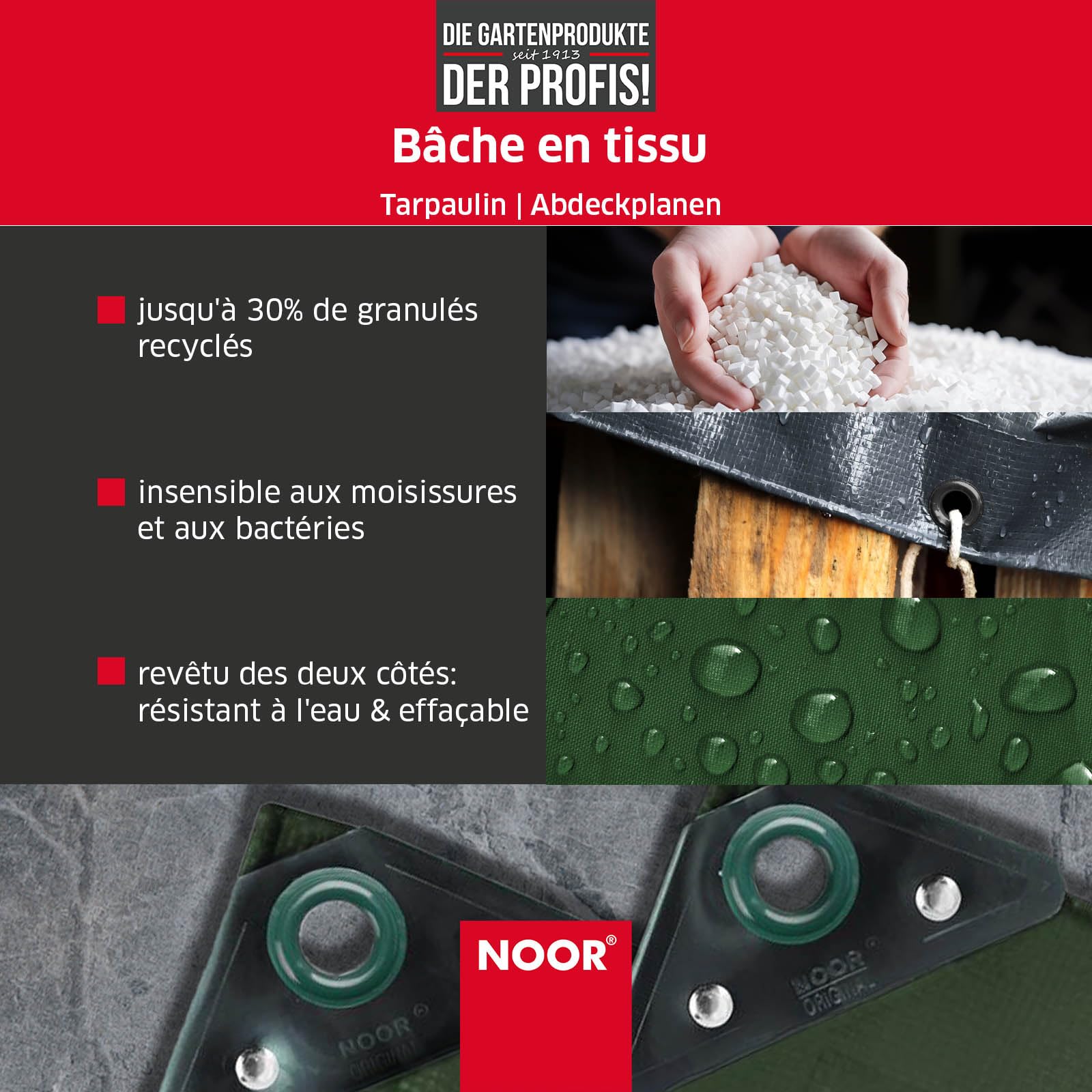 NOOR Bâche de Couverture Super - 200g/m² - 3x7 m - Blanc - Bâche Tout Usage pour Protection Contre Les intempéries - Idéale pour Le Jardin - stabilisée UV, enduite des Deux côtés, imperméable