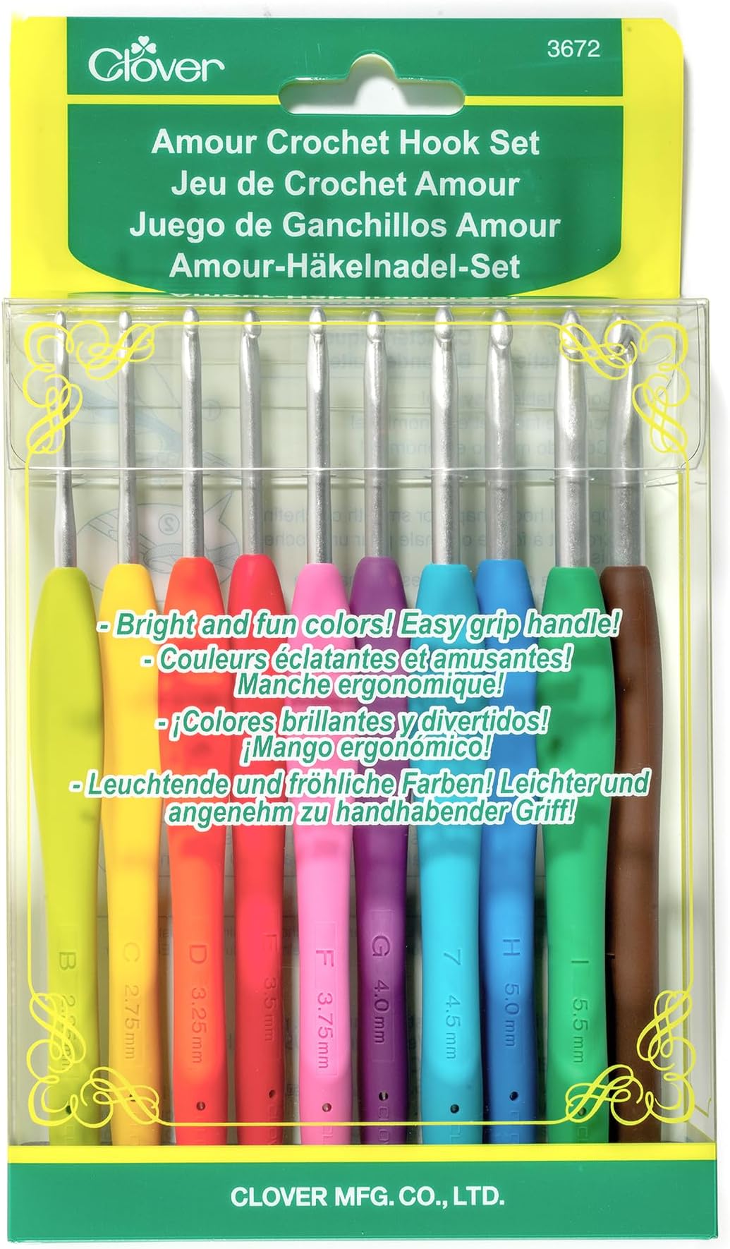 Clover 3672 Amour Crochet Hook Set, 10 sizes