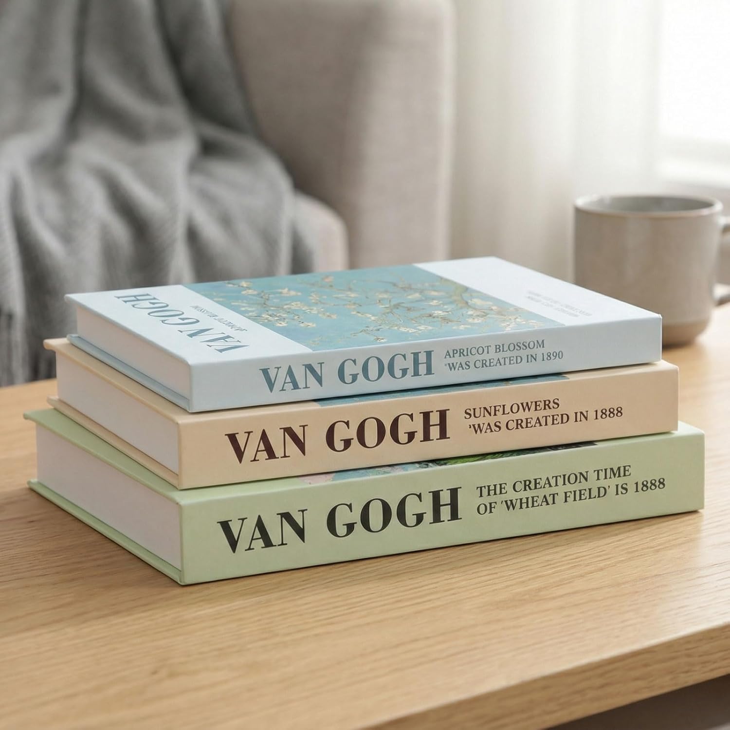Van Gogh Art Decorative Books - Coffee Table Decor - Decorative Book for Home Decor-Faux/Fake Books for Decoration Minimalist Book Box for Coffee Table,Bookshelf, Living Room,TV Stand