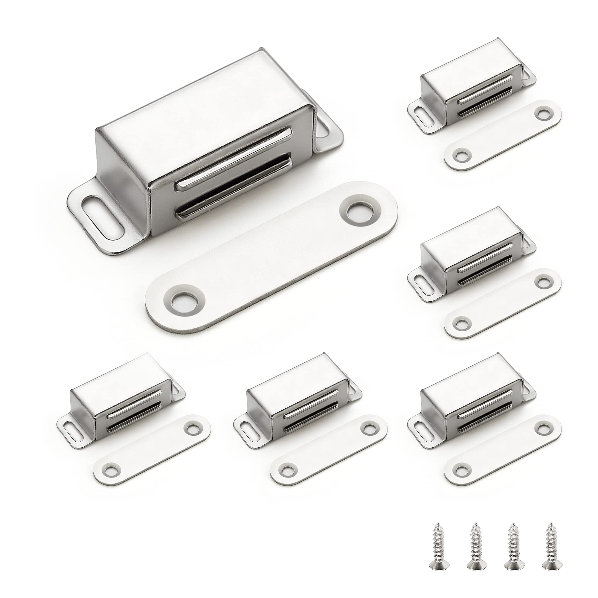 Ravinte Silver Magnetic Door Catch, Brushed Nickel Cabinet Magnets, 6 Pack