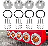 Vista 1 de Juego de 4 cubiertas redondas de bisel de luz de marcador de 4 pulgadas, bisel de luz trasera de aleación de aluminio para camión, caravana