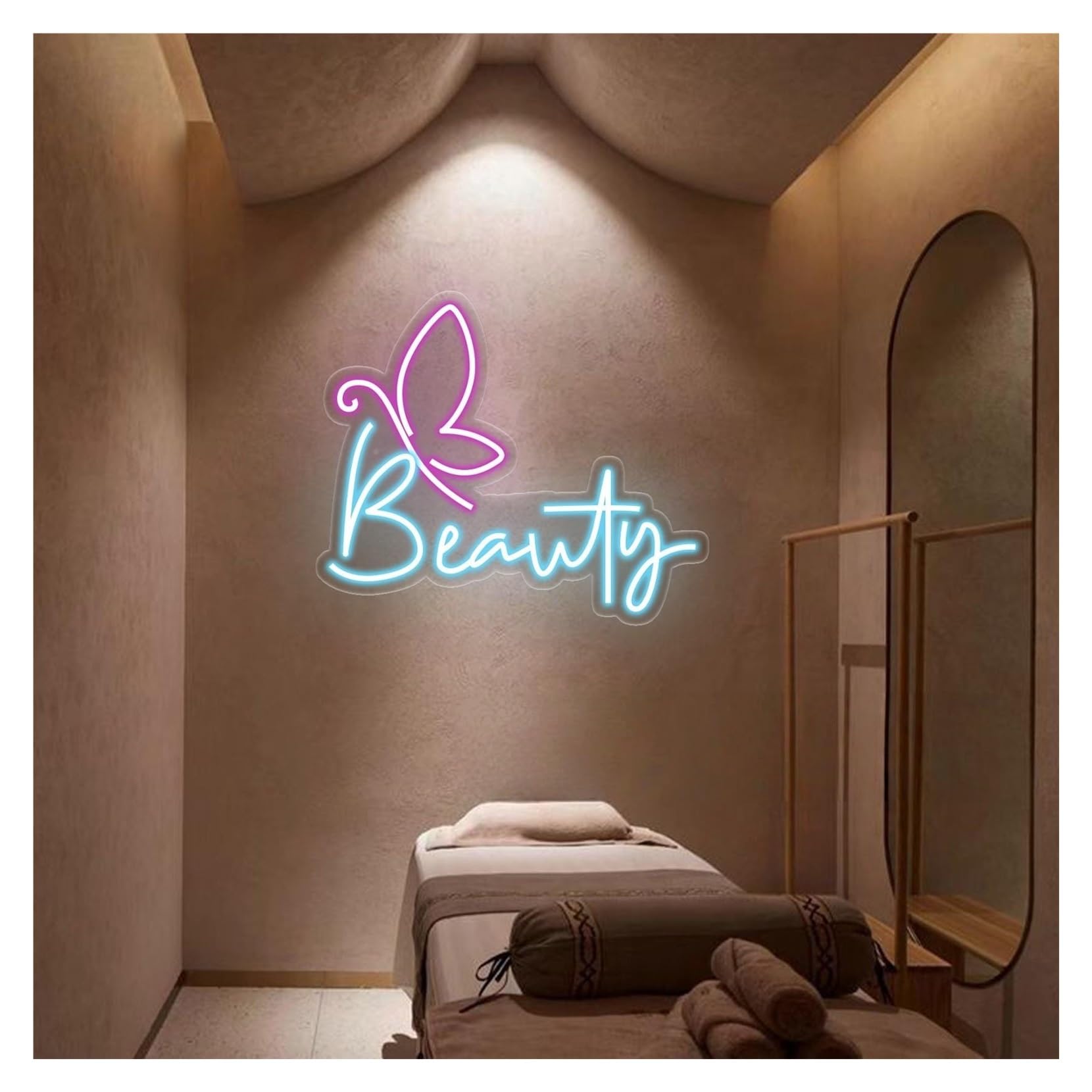 RONGCH Hanging Art Signs Butterfly Beauty Neon Sign,Suitable for Salon Spa Lash Room Decor with Dimmable 34cmx40cm(D)