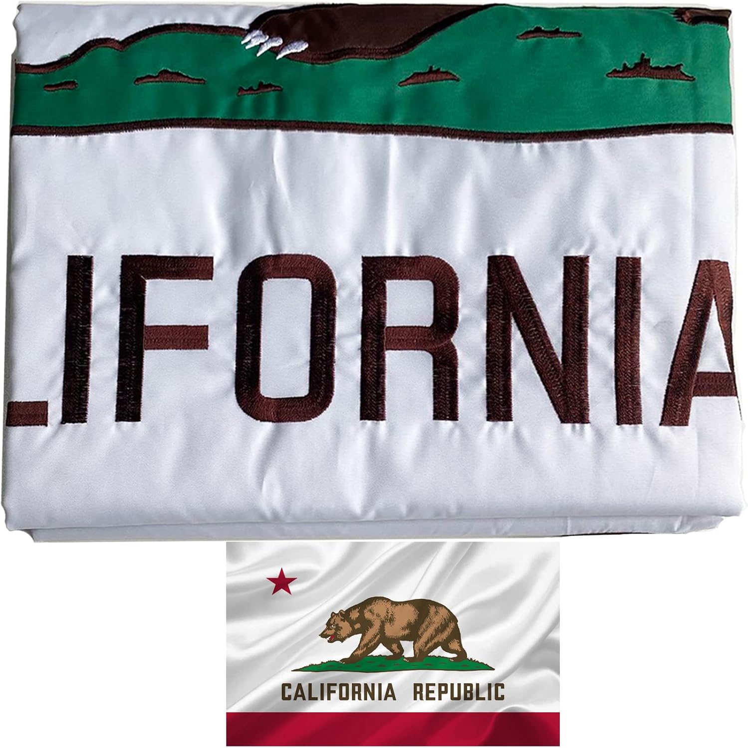 California Flag 5x8 Outdoor Double Sided- Heavy Duty California Republic Cali Bear Sate Flags Banner with 2 Brass Grommets 4 Rows Stitched
