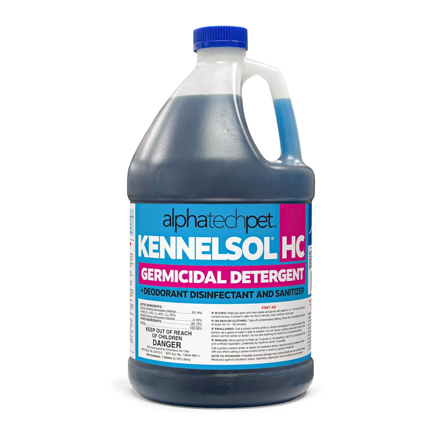 KennelSol HC 1-Step High Concentrated Kennel Cleaner - 1 Gallon Liquid Disinfectant Effective Against Bacteria and Viruses Deodorizer