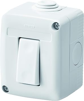 Gewiss GW27801DY Contenitore Completo Apparecchi Serie System Protetto, con Interruttore Unipolare 16 AX, IP40, Grigio RAL 7035 CEE Sockets, Grey