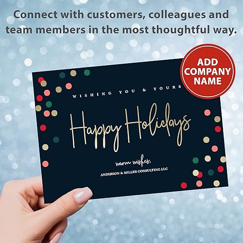 Miniatura 2 de Let's Make Memories Tarjeta de vacaciones de negocios personalizada con luces festivas de 5 x 7 pulgadas, calidad premium (tarjetas de feliz año