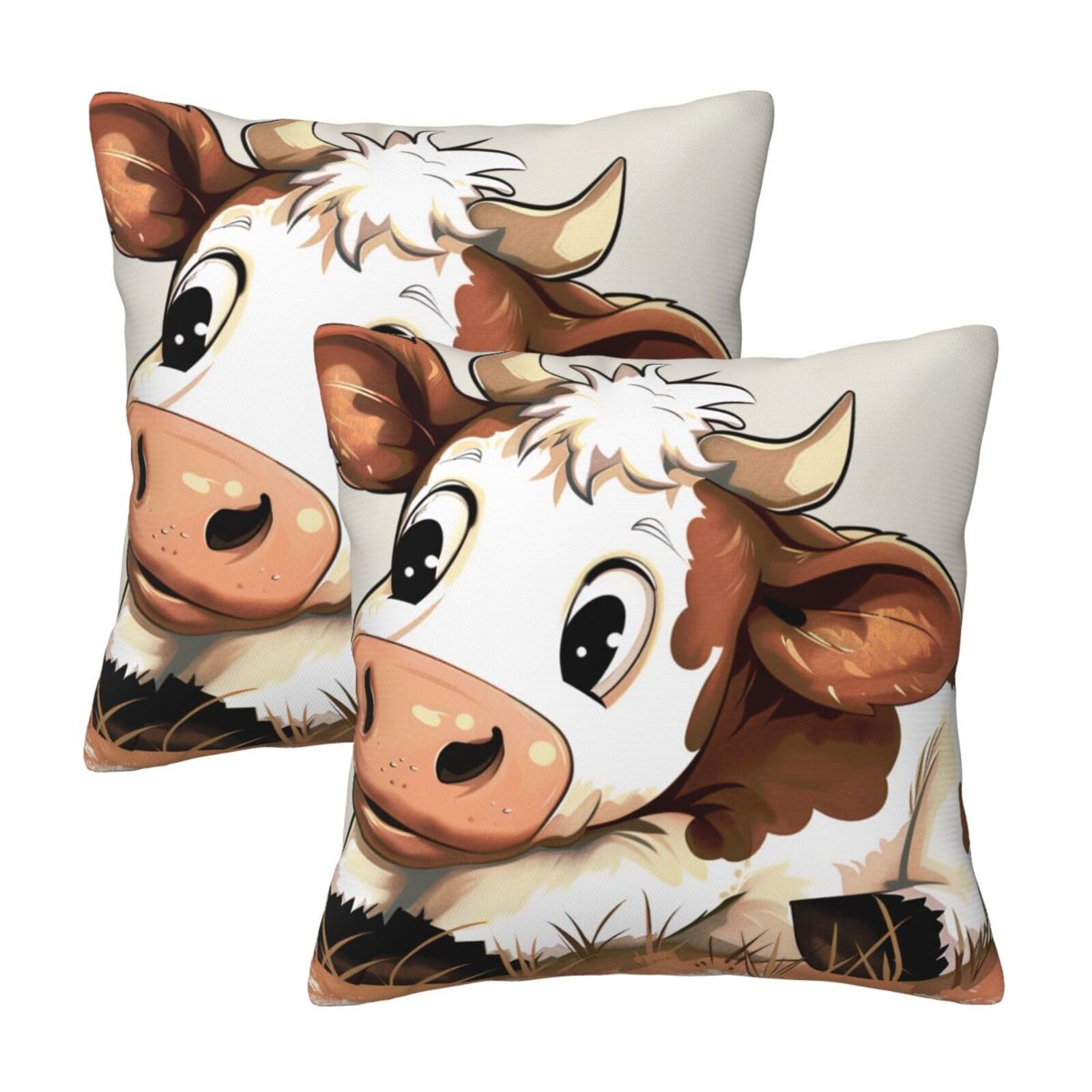 kkvhhyuo Cute Cow Print Print Pillow Covers Set of 2, Square Decorative Cushion Covers with Hidden Zipper, Throw Pillow Cases for Living Room Sofa Bed Chair, 50x50 cm