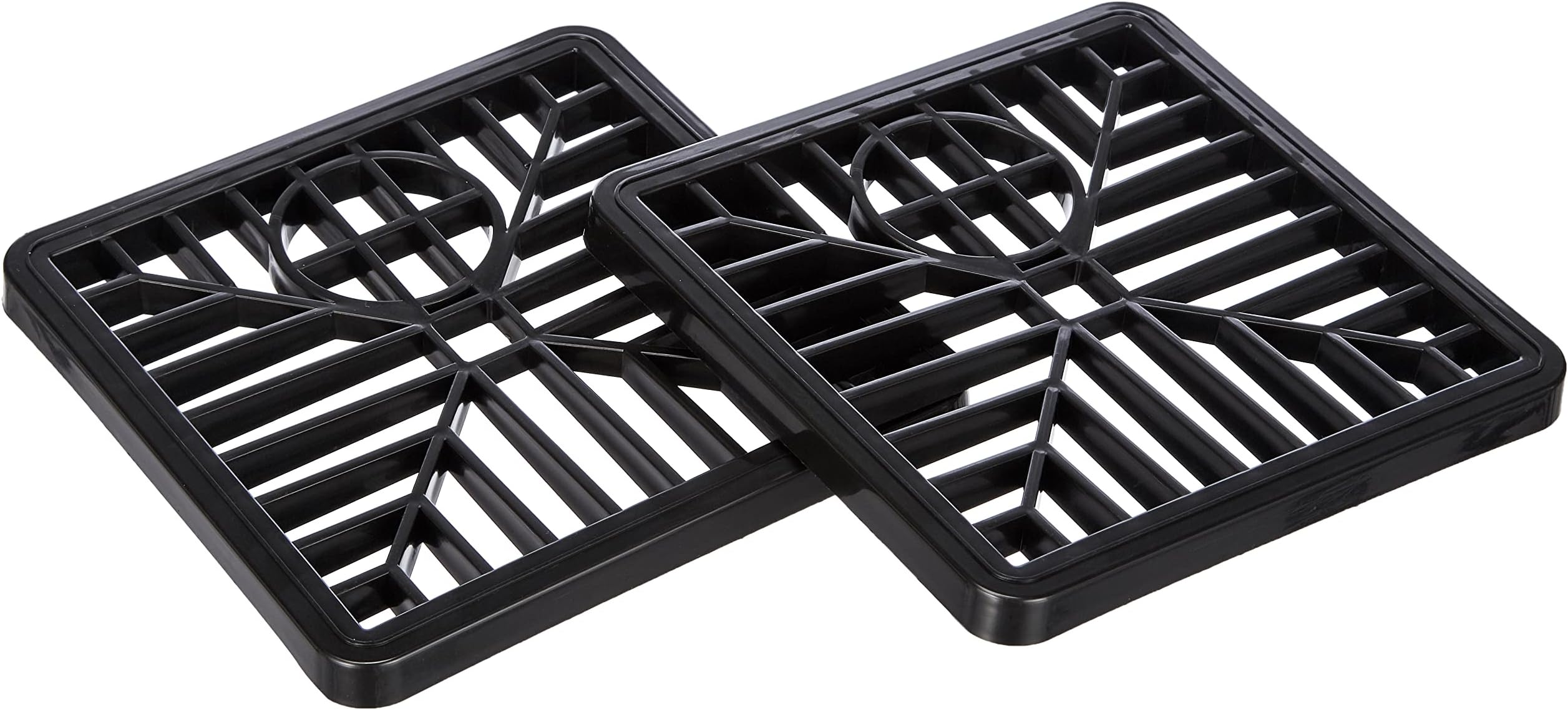 Merriway BH05743 (2 Pcs) Plastic Gulley Grid, 150mm (6 Inch) Square Black - Pack of 2 Pieces