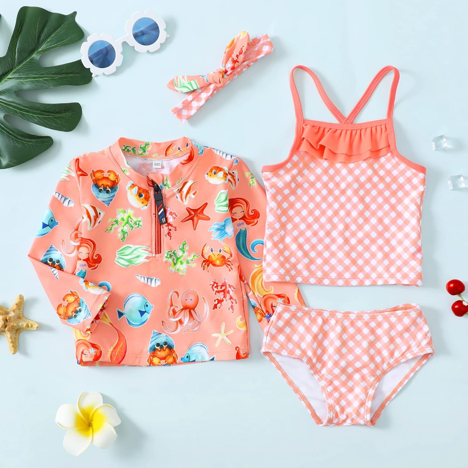 Maacie Baby Girls' 4-Piece Swimsuits Sets Toddler Girl Bathing Suit Bikini Sets: Clothing, Shoes & Jewelry