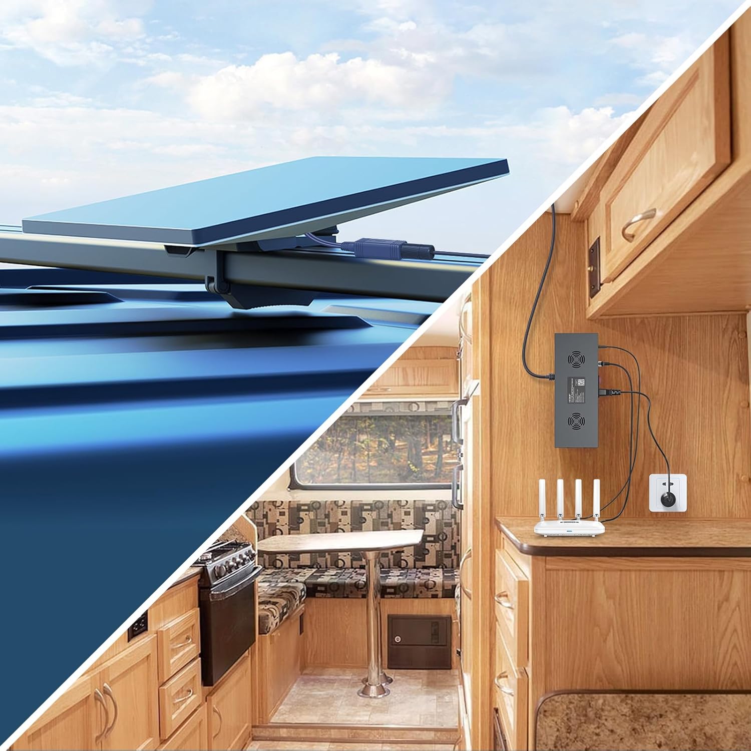 Starlink Mini PoE Splitter Adapter Kit，180W GigE Passive & ESD Protection, Stalink Mini DC Power Kit with USB C Power Outputs and DC Step-Up Converter, AC 110-260V to DC 48V/3A for Star link Mini Dish