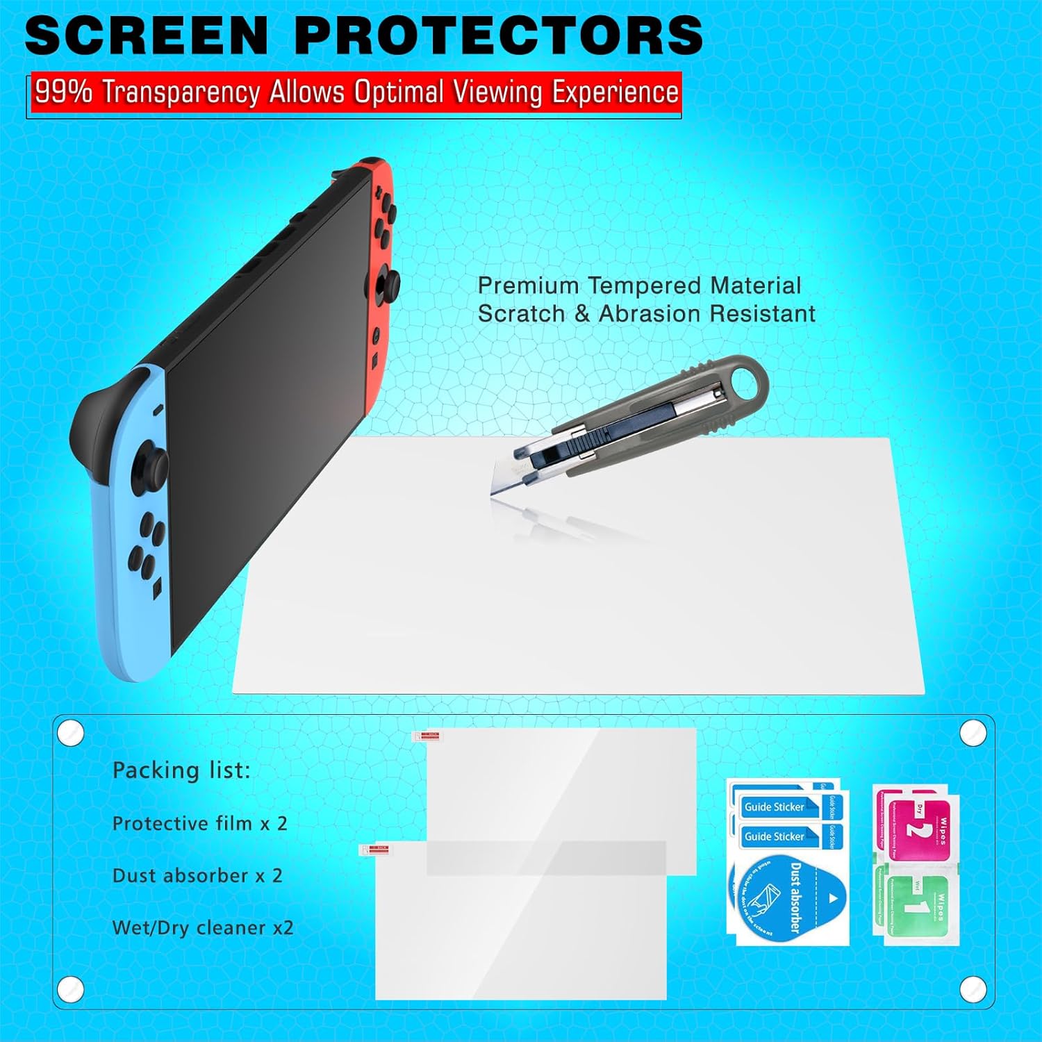 TOSAXSC 10-in-1 Accessories Bundle for Nintendo Switch 2, Hard Shell Travel Carrying Case with Large Capacity, Dockable Protective Cover and 2 Screen Protectors, 4 Thumb Grips,Protective Gaming Accessories for Switch 2 - Image 6