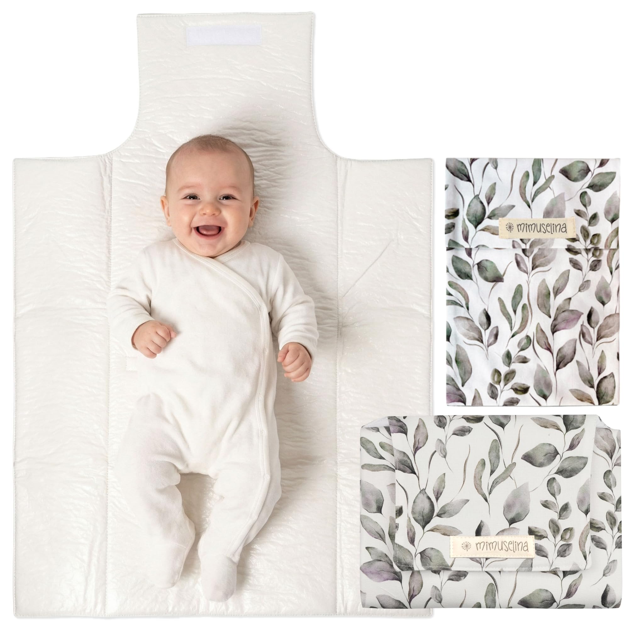 MIMUSELINA Pack de Cambiador Bebe Portatil Impermeable y Bolsa Pañales | Cambiador Bebe Plegable y Ligero para Paseo | Exterior 100% Algodón | Ideal como Regalo Recien Nacido | Hecho en España — view 12