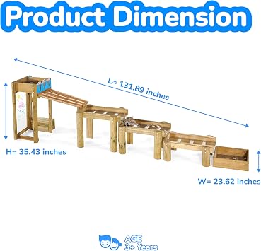 Plum Discovery Wooden Water Run Table for Kids, Toddler Toys, Sensory Activity Table, Outdoor Playset, Painting Easel, Storage Box, Easy to Clean, Durable, Weatherproof, Gift for Ages 3+ Yrs