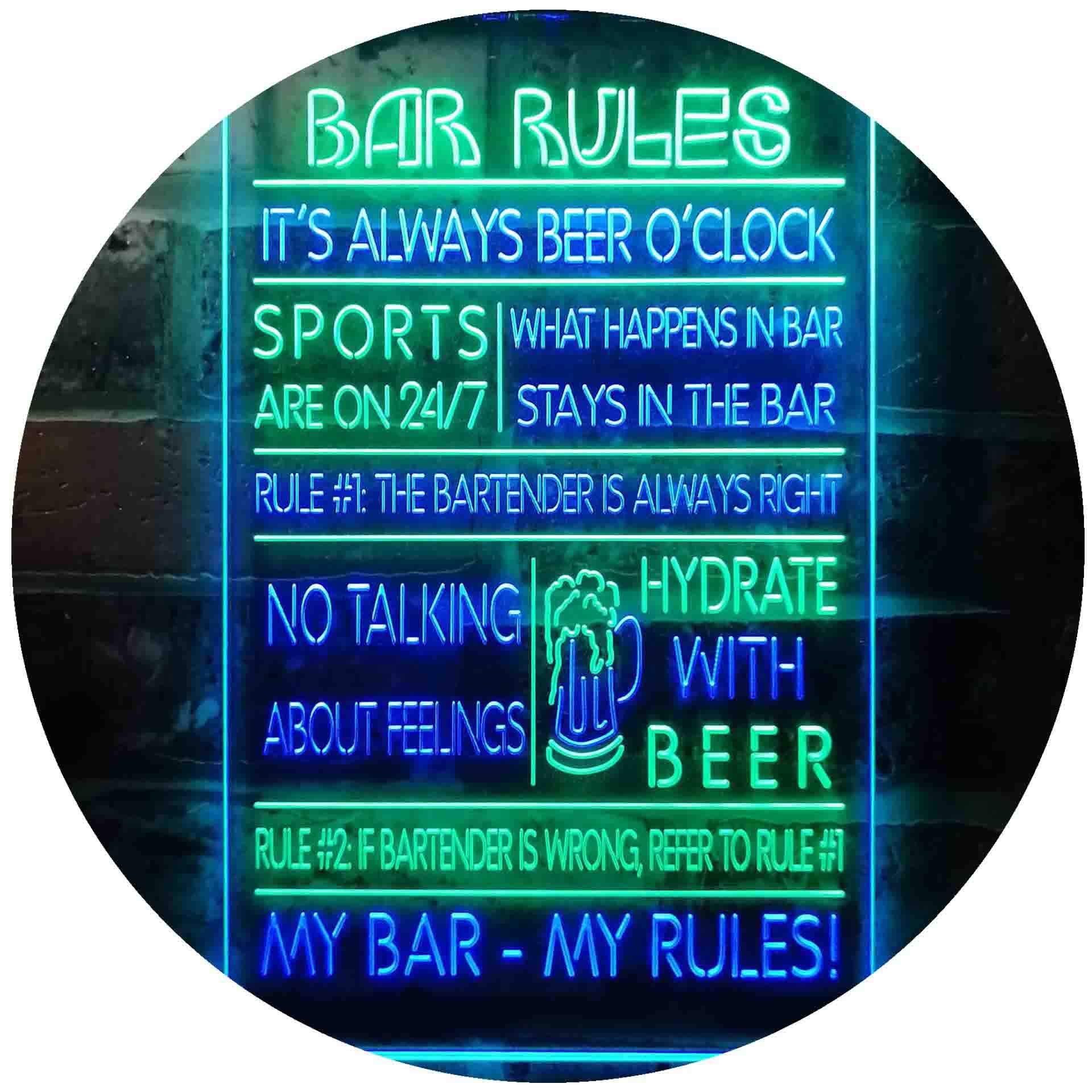 ADVPRO My Bar My Rules Man Cave Home Bar Beer Décor Dual Color LED Neon Sign Green & Blue 12" x 16" st6s34-i3414-gb