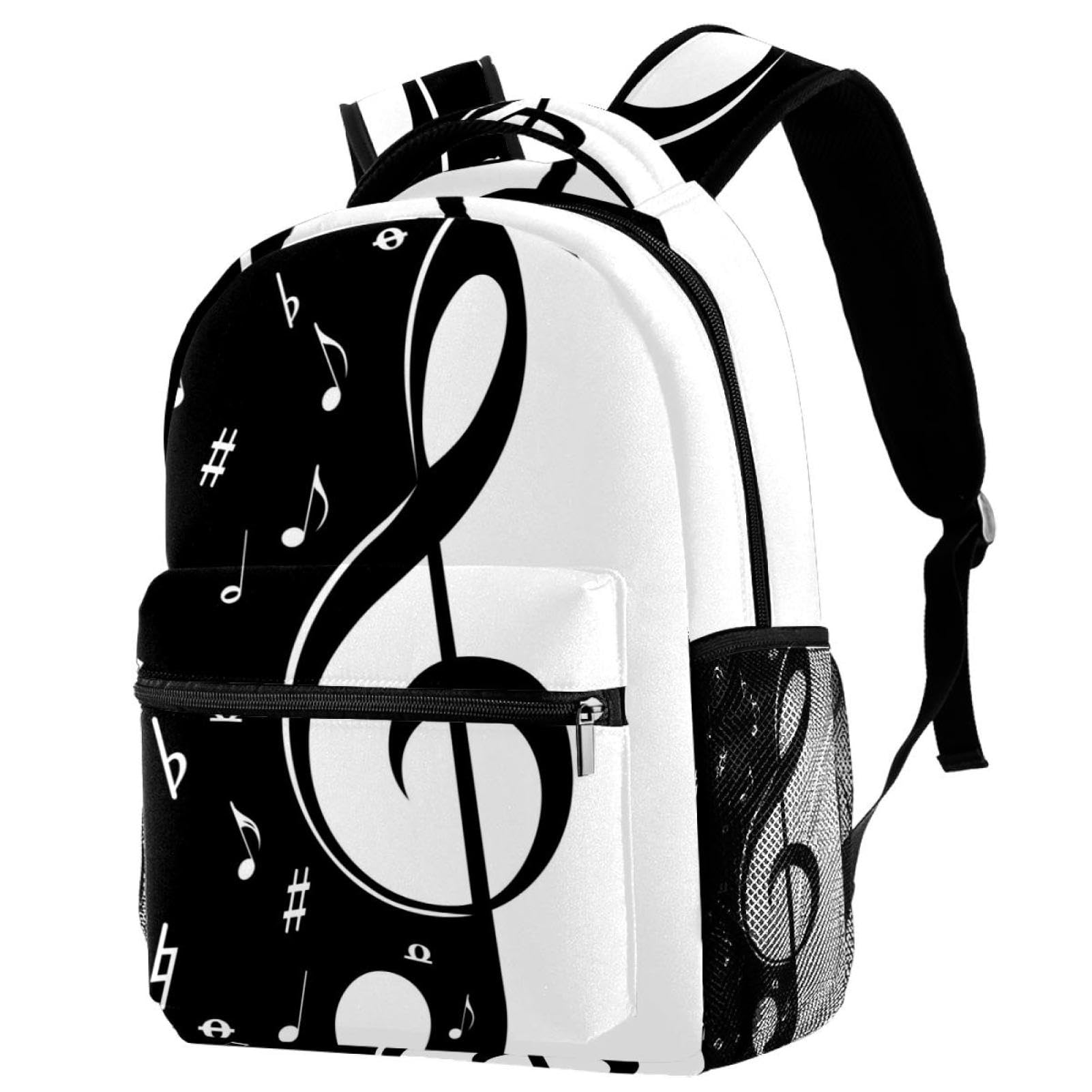 Sac à dos d'école anti-fatigue à motif notes de musique pour collège et lycée - 7
