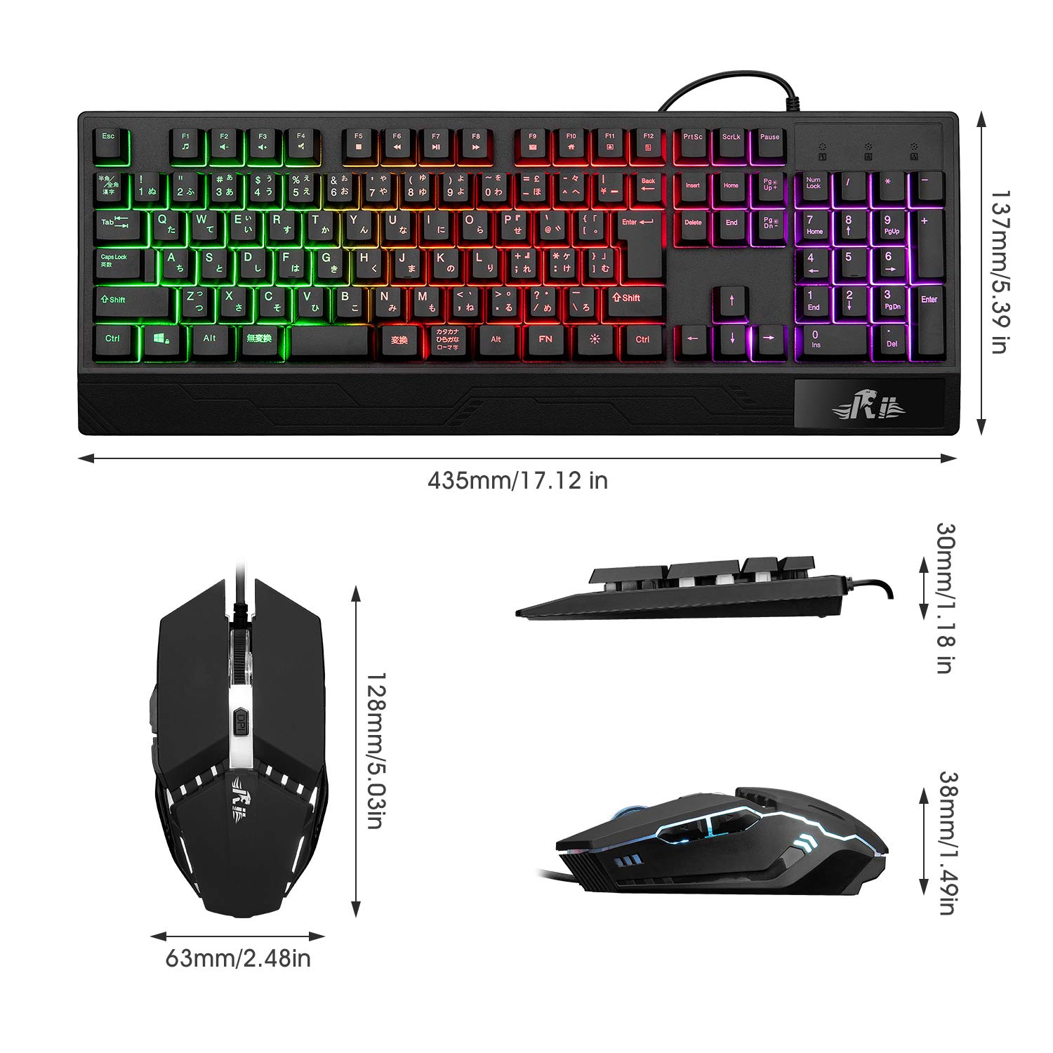 Amazon | Rii ゲーミング キーボード マウス セット USB有線 RGBバック 