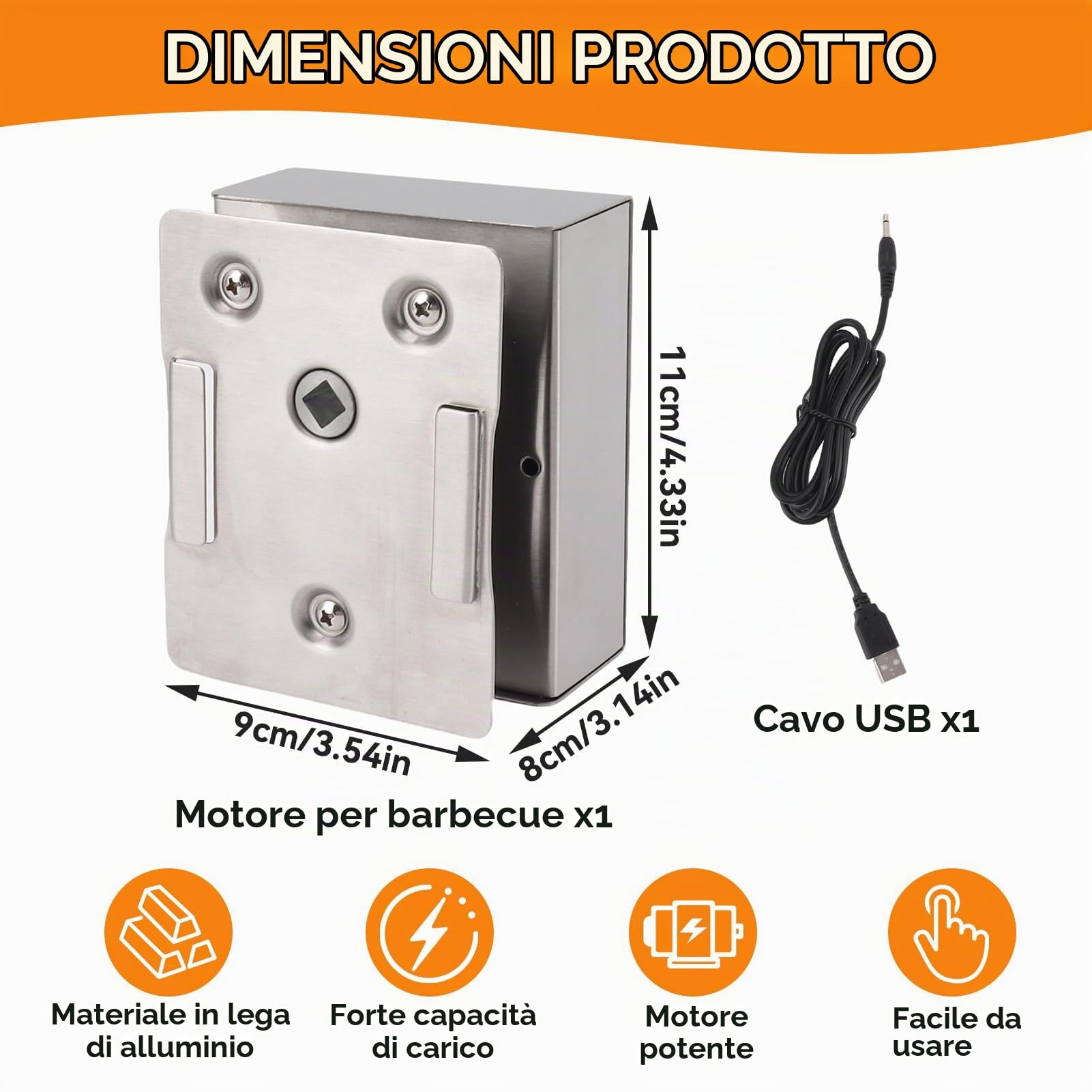 Motore Di Girarrosto A Griglia, Motore Per Girarrosto Motore Per Spiedo Di Ricambio Universale Lega Di Alluminio Da 70 Kg Carico 12v A Potenza Grande Barbecue Cc Girarrosto Girarrosto Elettrico