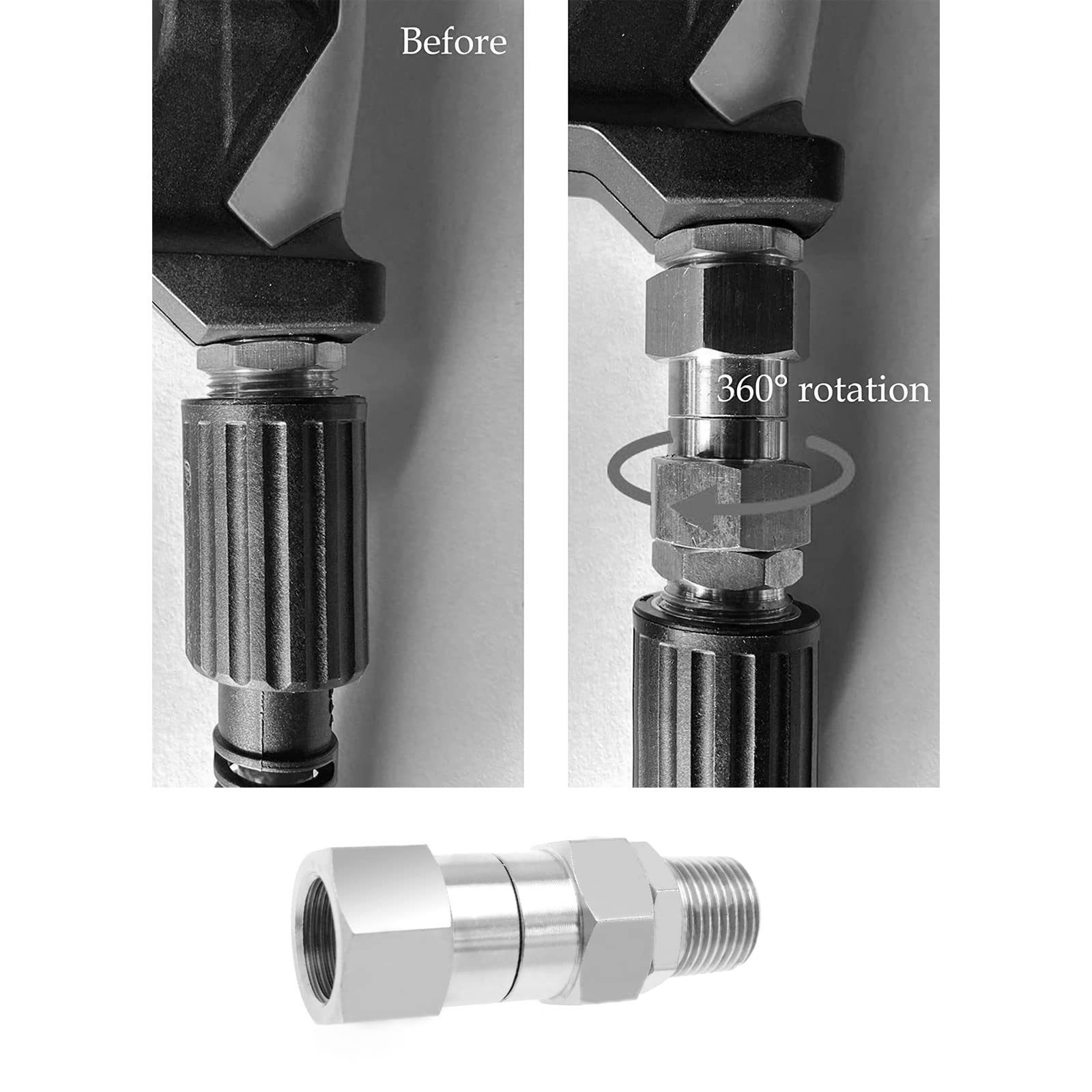 The Lord of the Tools 3/8 Zoll NPT-M Gewinde Hochdruckreiniger Drehgelenk Hochdruckreiniger Schlauch Drehanschluss aus Edelstahl Hochdruckreiniger Drehanschluss