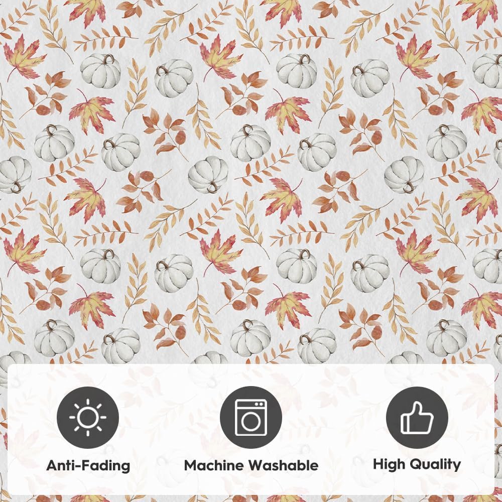 Artoid Mode Orange Pumpkins Maple Leaves Fall Area Rug, Autumn Thanksgiving Home Decor Low-Profile Washable Area Rugs for Entryway Bedroom Living Room Laundry Room Indoor 5x7 Feet