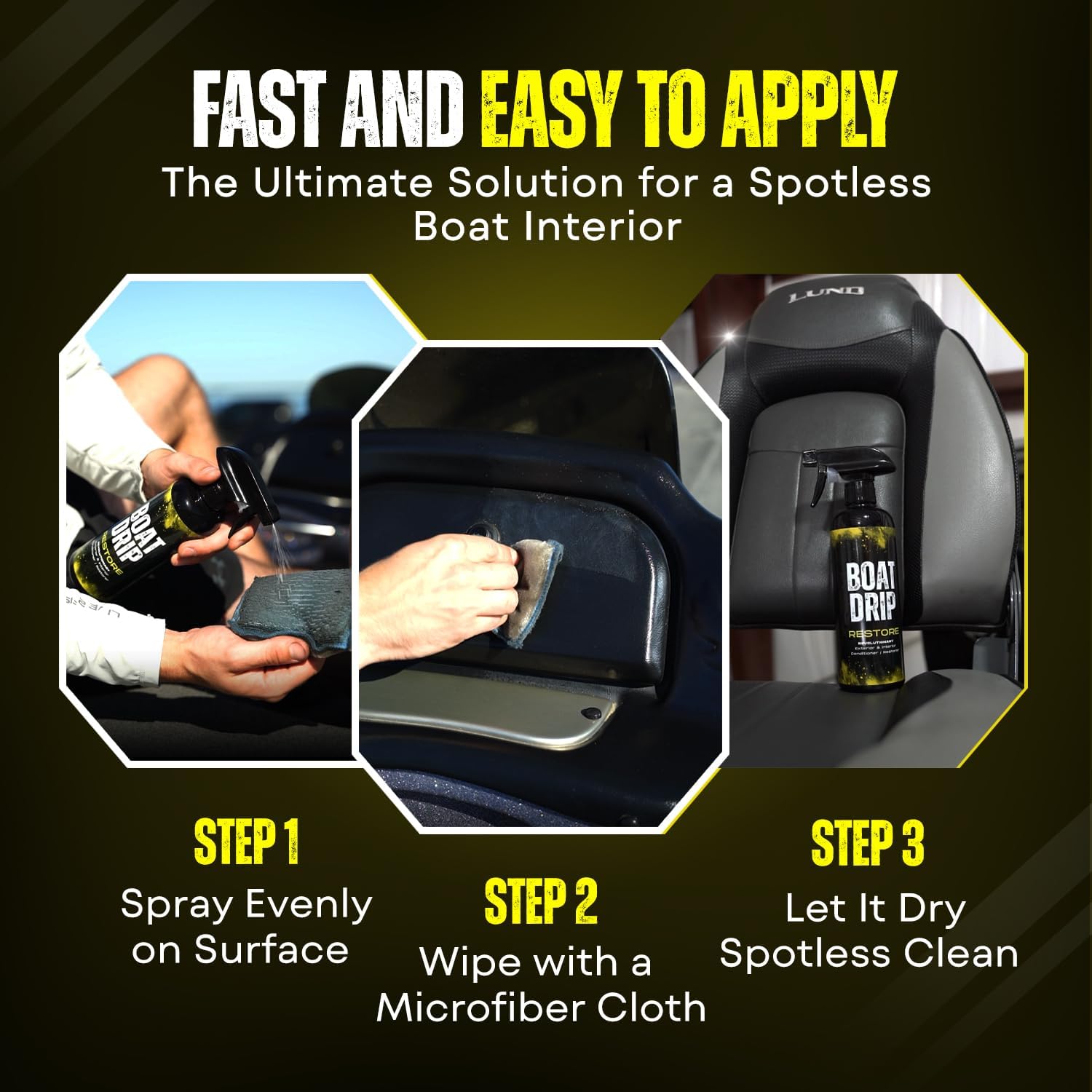 Restore -Interior & Exterior Boat Cleaner with UV Protection- Restores, & Protects Trim, Vinyl, Plastic, Dashboard, & Seats - Water-Resistant, Made in USA