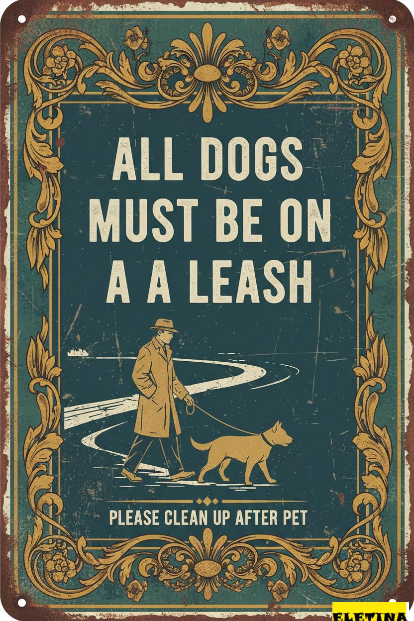 Personalized Sign for Man Cave All Dogs Must Be On A Leash Metal Wall Warning Aluminum Porch S Caution Notice Metal Tin Street Gate Outdoor High Way 8x12in Business Metal Private Property Decorative
