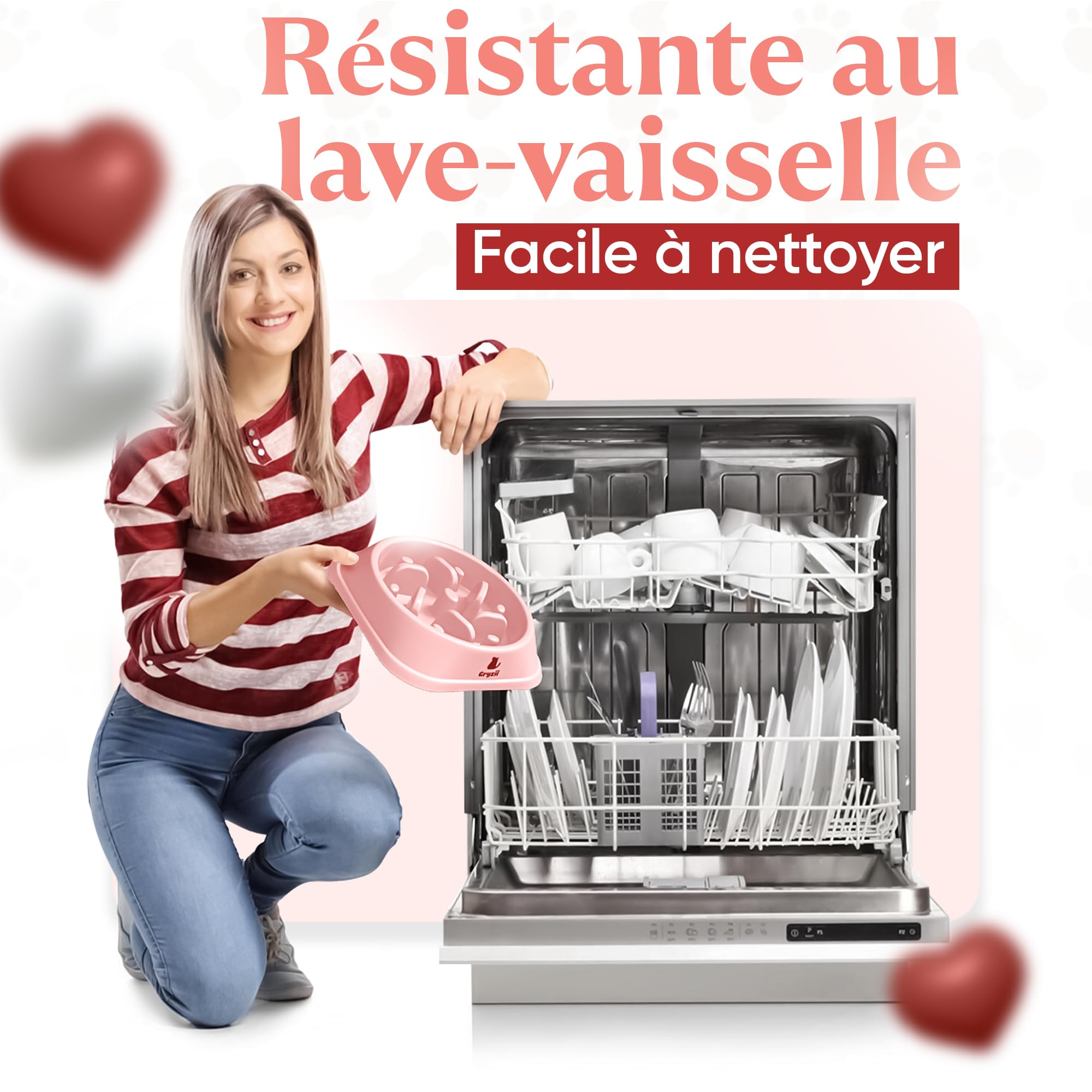 Gamelle Anti Glouton pour Chien de Grande Taille | Bol d'alimentation Lente et Saine, Favorise la Digestion de l'animal, Anti Vomissements, Pieds Antidérapants, Grand et Gros Chien XXL (Grand, Rose)