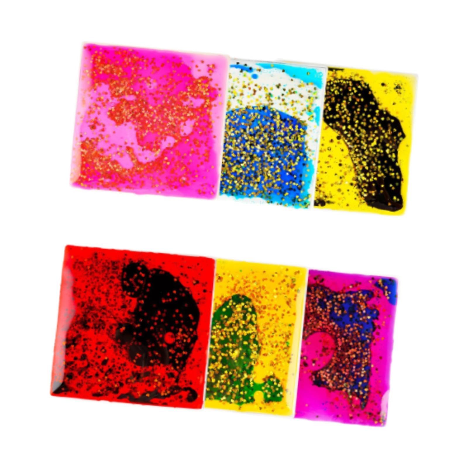 6 Stück Sensory Gel Liquid Spielzeug für Kinder mit Weicher TPU Beschaffenheit Fidget Flüssigkeitsbewegung Spielmatte Wasser Aktivitätspad Visuelle Un, Quadrat