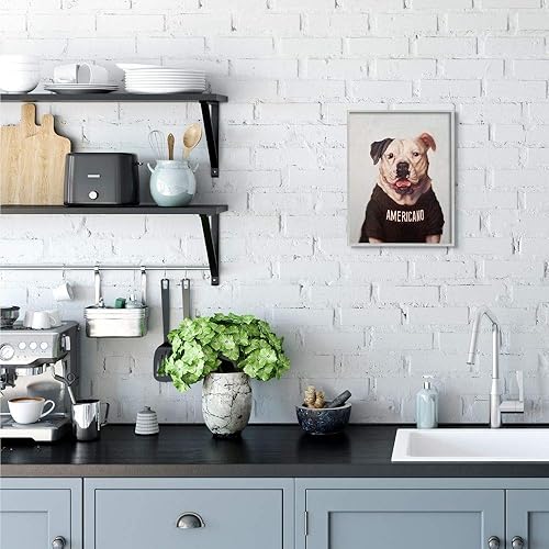 Vista 2 de Stupell Industries American Bulldog in Americano T-Shirt Dog Pun Arte de Pared de 11x14, Gris