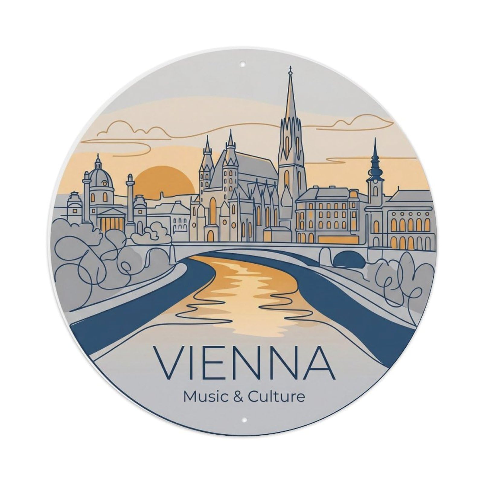 Vintage Travel Vienna River Austria Metal Tin Sign