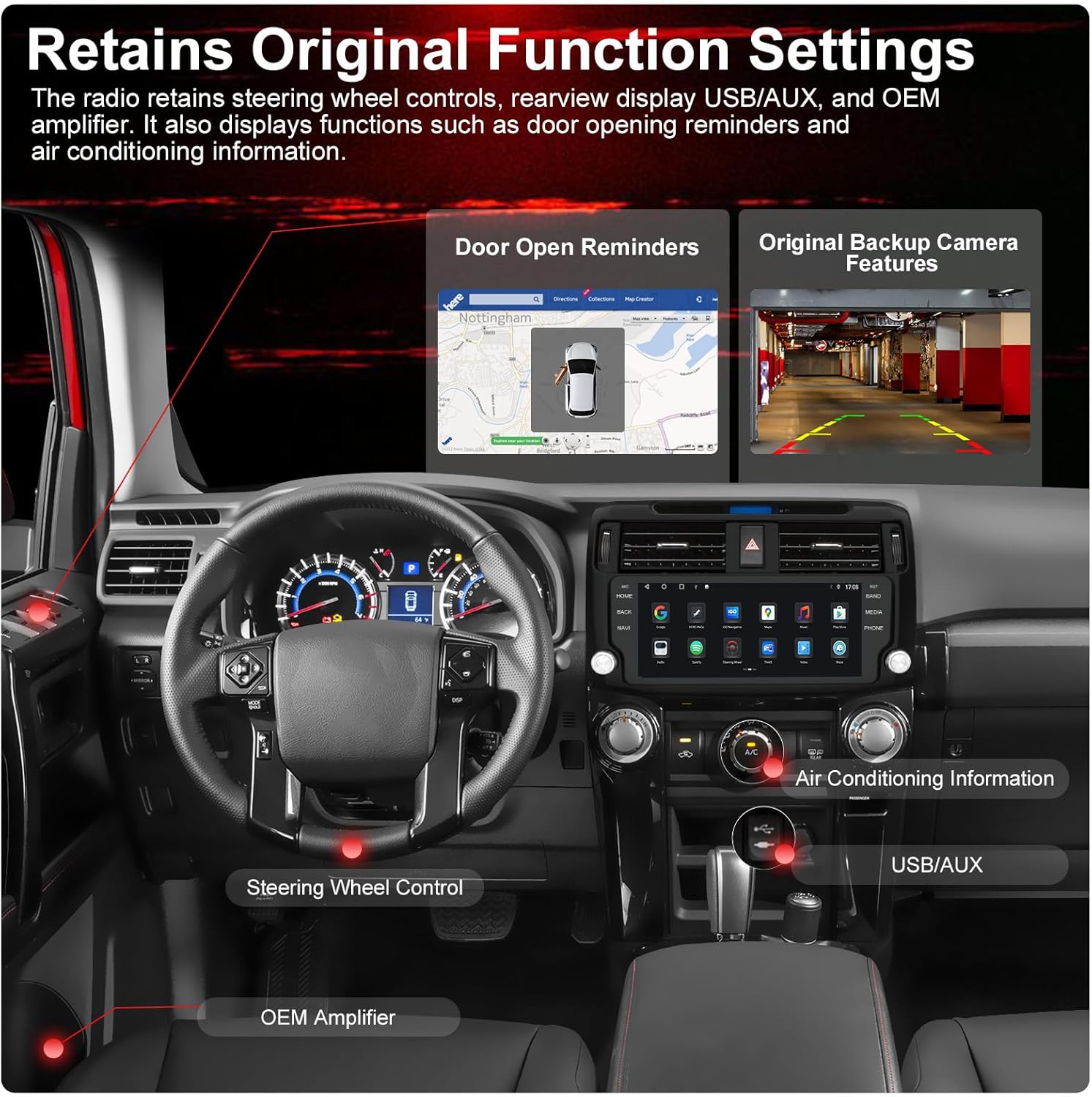4+64GB Car Radio for Toyota 4 Runner 2010-2019,10.33''QLED Screen with Wireless CarPlay Android Auto,Android 12 Head Unit,Fm/Am, GPS,Bluetooth (Black 4+64)